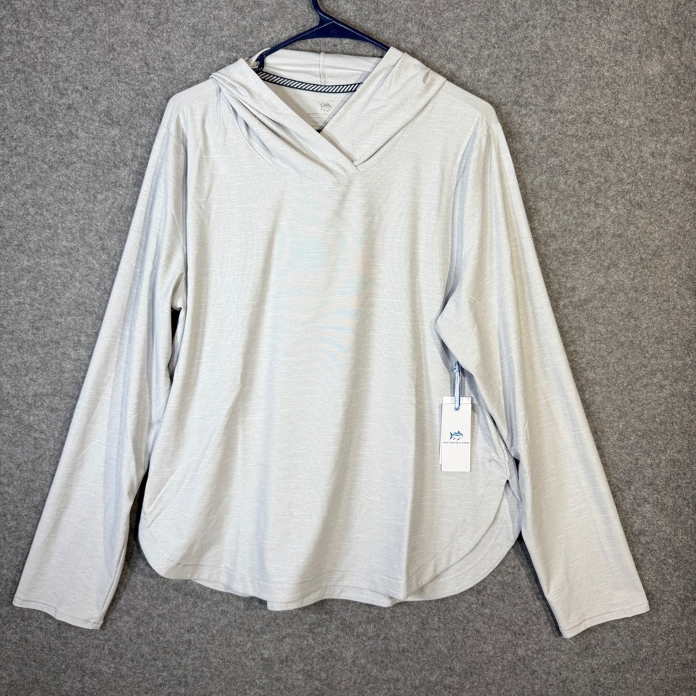 Southern Tide Women's XL Platinum Grey Brrr Linley Perf Hoodie Pullover Top